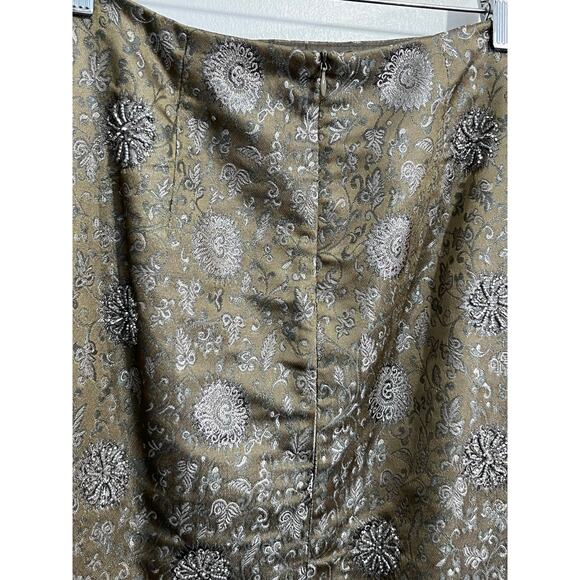 David Meister Skirt Size 2 Gold Silver Beaded Embroidered Medallion Cocktail - Picture 6 of 8